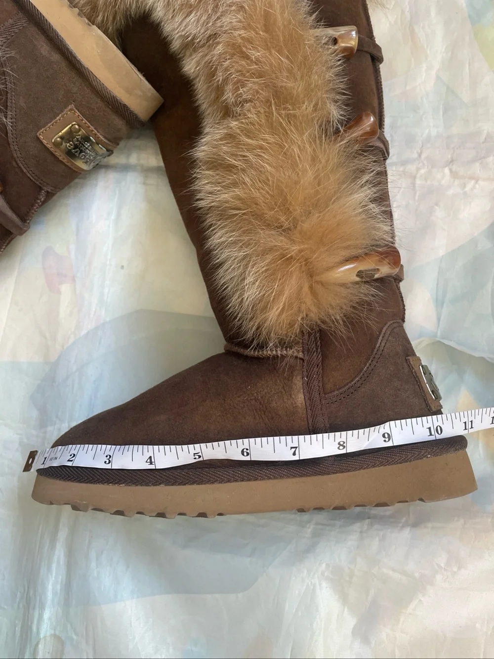 Love Collective Australia Tall Sheepskin Fur Trim Lined Boots Women’s Brown AU 5